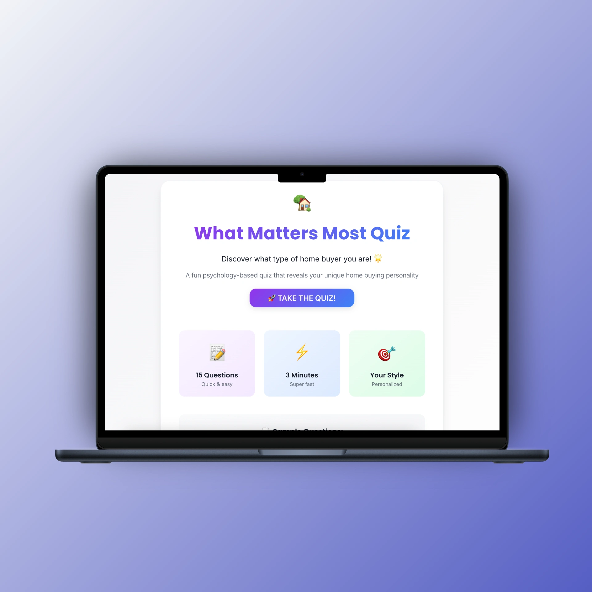 WhatMattersMostQuiz project screenshot